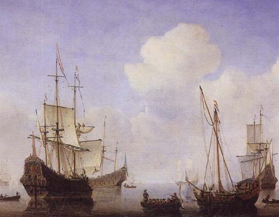 VELDE, Willem van de, the Younger Ships riding quietly at anchor Germany oil painting art